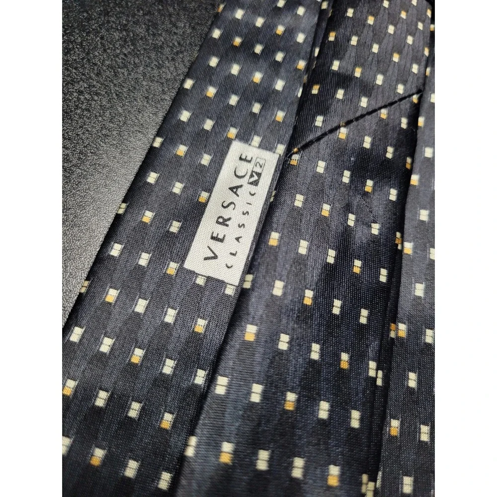Versace Men's Necktie Navy Blue Geometric Silk 4